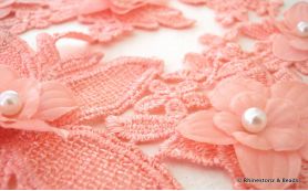 Lace Motif 'Rose Flowers' Symmetrical Pair